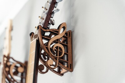Guitar Wall Mount Guitar Hanger with treble clef design - acoustic guitar holder wall mount - image1